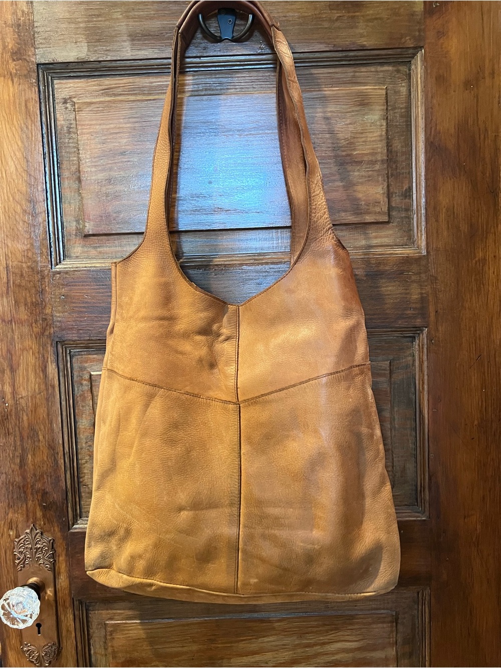 Raven + Lily Cognac Leather Hobo Tote